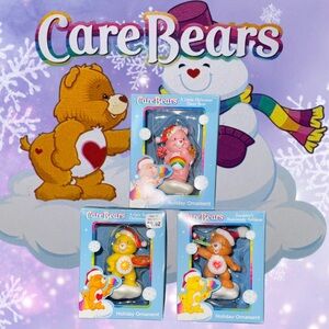 Care Bears Holiday Ornaments–Set of 3 2004 –Original Boxes-Vintage collectibles